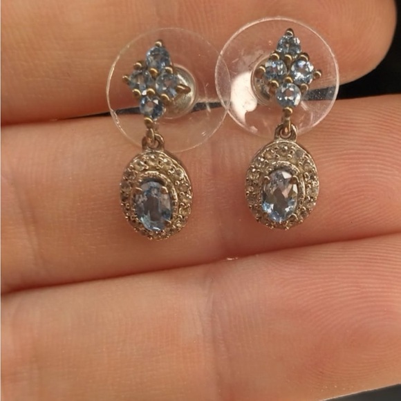 Blue Tear Drop Earrings - Picture 2 of 2